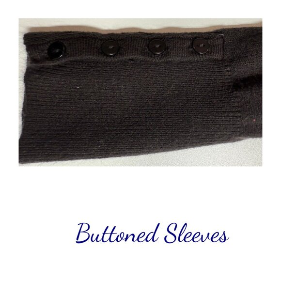 JM Collection Petite Black Turtleneck Top Button Detailing on Sleeves Size P - Picture 7 of 7